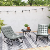 2 Pieces Outdoor Patio Rocking Chairs, Rocking Porch Chairs with Mesh Deep Seats for Indoor, Porch, Balcony, Dark Gray