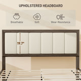 Full Bed Frame with Headboard Full Size Platform Bed Frame with Wooden Slats No Box Spring Needed Easy Assembly Walnut