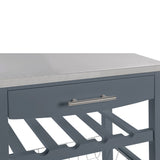 Mobile Rolling Kitchen Island Trolley Serving Cart with Underneath Drawer & Slide-Out Wire Storage Basket