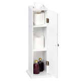 Toilet Paper Storage Cabinet 26" Narrow Bathroom Organizer Floor Standing White