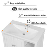 30" Bathroom Vanity with Sink, Bathroom Storage Cabinet with Doors and Drawers, Solid Wood Frame, Ceramic Sink