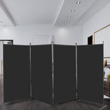 6FT 4-Fold 160g Polyester Fabric Plastic Foot Carbon Steel Frame Foldable Screen Black