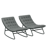 2 Pieces Outdoor Patio Rocking Chairs, Rocking Porch Chairs with Mesh Deep Seats for Indoor, Porch, Balcony, Dark Gray