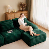 114" Modern L-Shaped Modular Sectional Sofa for Living Room,Flannelette Fabric,Oversized 3-Seater Couch,Deep Seat,Boneless sofa,Movable Ottoman,Buckle connection,Anti-slip Design,No Assembly,Green