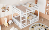 Full over Full Wood Bunk Bed with Ladder and Guardrails, White (Expected Arrival Time: 7.3)