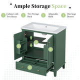 30\" Bathroom Vanity with Sink Combo, Multi-functional Bathroom Cabinet with Doors and Drawer, Solid Frame and MDF Board
