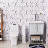 Toilet Paper Storage Cabinet 26" Narrow Bathroom Organizer Floor Standing White