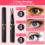 2 In 1 Clip Comb Heated Eyelash Curler Electric Mini Lash Curler Natural Eye Lash Makeup Tool with 3 Temp Settings 15Mins Shutdown