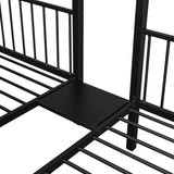 Full Over Twin & Twin Bunk Bed, Metal Triple Bunk Bed with Drawers and Guardrails