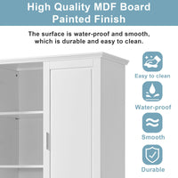 Tall Bathroom Storage Cabinet, Cabinet with Two Doors and Drawers, Adjustable Shelf, MDF Board