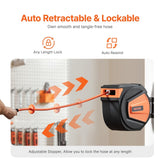 VEVOR Retractable Air Hose Reel, 3/8IN x 65FT Hybrid Air Hose Max 300PSI, Air Compressor Hose Reel Auto-Rewind with 6.6 FT Lead in, Ceiling/Wall Mount Enclosed PP Reel & Built-in 180° Swivel Bracket