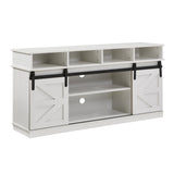 TV Stand Sliding Barn Door Modern&Farmhouse Wood Entertainment Center, Storage Cabinet Table Living Room with Adjustable Shelves for TVs Up to 65",White