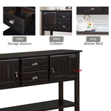 48'' Solid Wood Sideboard Console Table with 2 Drawers and Cabinets and Bottom Shelf, Retro Style Storage Dining Buffet Server Cabinet for Living Room Kitchen Dining Room (Espresso