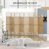 8 Panel Folding Room Divider Portable Privacy Screen Wave Fiber Room Partition for Home Office Natural