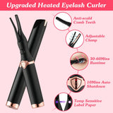2 In 1 Clip Comb Heated Eyelash Curler Electric Mini Lash Curler Natural Eye Lash Makeup Tool with 3 Temp Settings 15Mins Shutdown