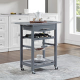 Mobile Rolling Kitchen Island Trolley Serving Cart with Underneath Drawer & Slide-Out Wire Storage Basket