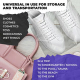 Clear Drawstring Travel Bags for Shoes, 12 x 16 Inches. Pack of 100 Waterproof Dust Bags for Shoes with Double Cotton Drawstrings. 2 mil PE Plastic Drawstring Bags for Packing, Storage