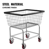 VEVOR Wire Laundry Cart, 2.8Bushel Wire Laundry Basket with Wheels, 26.7''x21.7''x26.4'' Commercial Wire Laundry Basket Cart, Steel Frame with Chrome Finish, 4" Casters, Wire Basket Cart for Laundry