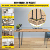 VEVOR Hairpin Table Legs 20\" Black Set of 4 Desk Legs 880lbs Load Capacity (Each 220lbs) Hairpin Desk Legs 3 Rods for Bench Desk Dining End Table Chairs Carbon Steel DIY Heavy Duty Furniture Legs