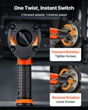VEVOR Air Impact Wrench, 1/2" Drive Pneumatic Impact Wrench Up to 1100 ft-lbs Reverse Torque, 7500RPM 4-Speed Adjustable & Lightweight Pneumatic Gun for Auto Repairs and Maintenance