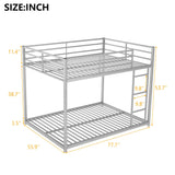 Full over Full Metal Bunk Bed;  Low Bunk Bed with Ladder