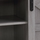 TV Stand Sliding Barn Door Modern&Farmhouse Wood Entertainment Center, Storage Cabinet Table Living Room with Adjustable Shelves for TVs Up to 65",Grey