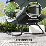 2 Pieces Outdoor Patio Rocking Chairs, Rocking Porch Chairs with Mesh Deep Seats for Indoor, Porch, Balcony, Dark Gray