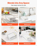VEVOR Acrylic Napkin Holder, 9.1 x 5.5 x 2.6 inch, Clear Bathroom Guest Towel Storage Tray with U-Shaped Opening, Disposable Paper Towel Holder for Bathroom Kitchen Parties Weddings & Various Events