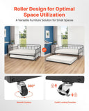 VEVOR Full Size Daybed Frame, Day Bed with Trundle, Heavy Duty Metal Platform Bed Frame, Full Daybed with Metal Slats Support for Living Room, Bedroom, Guest Room, Easy Assembly, Black