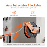 VEVOR Retractable Air Hose Reel, 3/8IN x 50FT Rubber Air Hose Max 300PSI, Air Compressor Hose Reel Auto-Rewind with 5FT Lead in, Ceiling/Wall Mount Heavy Duty Single Arm Reel & 180° Swivel Bracket