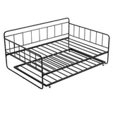 VEVOR Full Size Daybed Frame, Day Bed with Trundle, Heavy Duty Metal Platform Bed Frame, Full Daybed with Metal Slats Support for Living Room, Bedroom, Guest Room, Easy Assembly, Black