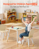 VEVOR Kids Table and 2 Chairs Set, Toddler Table and Chair Set with Rounded Edge Design & Graffiti Desktop, Wooden Desk for Art, Craft, Reading, Learning, Drawing, Classroom/Daycare/Home, Burlywood