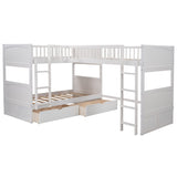 Twin Size Bunk Bed with a Loft Bed attached, with Two Drawers,Gray