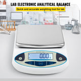 VEVOR Analytical Balance, 5000g x 0.01g Accuracy Lab Scale, High Precision Electronic Analytical Balance, 13 Units Conversion, Counting Function, LCD Display, for Lab University Jewelry
