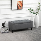 Linen Upholstered Storage Ottoman with Lift-Top Design Space-Saving Gray
