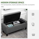 Linen Upholstered Storage Ottoman with Lift-Top Design Space-Saving Gray