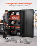 VEVOR Metal Storage Cabinet, 68.9 in Lockable Steel Garage Cabinet with 4 Adjustable Shelves, 2 Magnetic Doors, 2 Keys, 5 Tiers Tool Storage for Pantry, Warehouse, Basement, Laundry, Office, Black