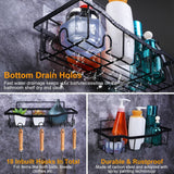 5 Pack Shower Caddy Shelves with 18 Inbuilt Hooks Rustproof Wall-Mounted Storage Shelves for Bathroom Dorm Kitchen Adhesive Bathroom Organizer for Shampoo Toothbrush Soap