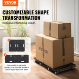 VEVOR Furniture Dolly, 500 lbs Capacity Each Count, Furniture Mover with Wheels, Portable Moving Rollers 4 Wheels Heavy Duty, Small Flat Dolly Cart with Interlocking for Heavy Furniture, 2 Pack, Black