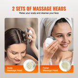 VEVOR Electric Scalp Massager with Heat, Rechargeable Heated Head Massager, IPX7 Waterproof | Portable Kneading Scalp Scratcher with 8 Removable Massage Head for Hair Growth, Deep Clean, Stress Relax