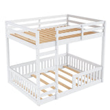 Full over Full Wood Bunk Bed with Ladder and Guardrails, White (Expected Arrival Time: 7.3)