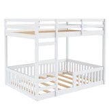 Full over Full Wood Bunk Bed with Ladder and Guardrails, White (Expected Arrival Time: 7.3)