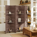 Functional 67" Tall Wood Room Divider & Storage Solution - 5 Panel Privacy Screen with Shelving - Perfect for Bedrooms