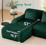 114" Modern L-Shaped Modular Sectional Sofa for Living Room,Flannelette Fabric,Oversized 3-Seater Couch,Deep Seat,Boneless sofa,Movable Ottoman,Buckle connection,Anti-slip Design,No Assembly,Green