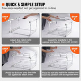 VEVOR 2 Tier 17"Wx21"Dx15"H Pull Out Cabinet Organizer, Heavy Duty Slide Out Pantry Shelves, Steel Roll Out Drawers, Sliding Drawer Storage for Home, 18.5"Wx22"Dx18"H Install Size for Cabinet