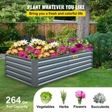 VEVOR Galvanized Raised Garden Bed, 80\" x 40\" x 19\" Metal Planter Box, Gray Steel Plant Raised Garden Bed Kit, Planter Boxes Outdoor for Growing Vegetables,Flowers,Fruits,Herbs,and Succulents