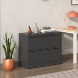2 Drawer Lateral File Cabinet with Lock – Heavy-Duty Metal Filing Cabinet for Home Office, Space-Saving Wide Storage for Letter/Legal/A4/F4, Silent Full-Extension Slides, Easy-Assembly