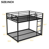 Full over Full Metal Bunk Bed;  Low Bunk Bed with Ladder
