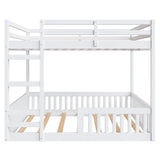 Full over Full Wood Bunk Bed with Ladder and Guardrails, White (Expected Arrival Time: 7.3)