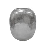 12.5x12.5x15" Aluminum Vase, Silver Streaks